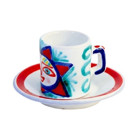 Tazzina caffè cilindrica Piattino Salina Ceramiche siciliane De Simone Tazzina caffè cilindrica Piattino Salina Ceramiche siciliane De Simone